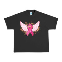 Pigment Black Cancer ribbon angel wings Cancer Awareness Urban Heavy Tee - HowdyJamesFarm