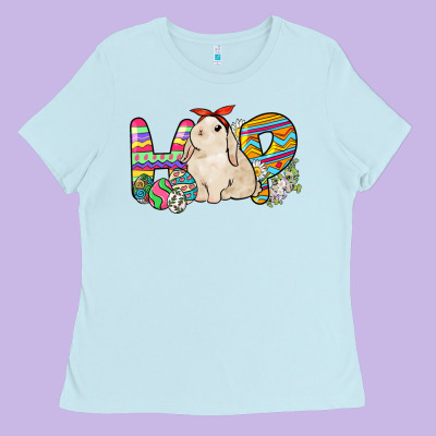 Hop Rabbit Ladies Tee Designed By Nancycooperartshop