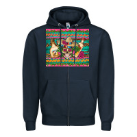 Navy mexican tequila skull roses cactus sombrero Zipper Hoodie - Artiststas