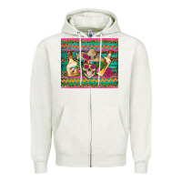 Oatmeal Heather mexican tequila skull roses cactus sombrero Zipper Hoodie - Artiststas