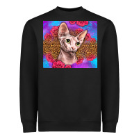 Black purple glitter roses sphynx cat Heavyweight Sweatshirt - LillyAllenDesigns