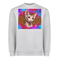 Heather Grey purple glitter roses sphynx cat Heavyweight Sweatshirt - LillyAllenDesigns