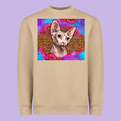 Purple Glitter Roses Sphynx Cat Heavyweight Sweatshirt Designed By Lillyallendesigns