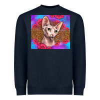 Navy purple glitter roses sphynx cat Heavyweight Sweatshirt - LillyAllenDesigns