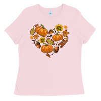 Bubblegum Pink Fall Heart Ladies Tee - texasbilliewilder