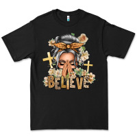 Black Silver White Believe Praying Caucasian Messy Bun Premium Tee - texasbilliewilder