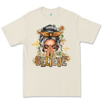 Bone Silver White Believe Praying Caucasian Messy Bun Premium Tee - texasbilliewilder