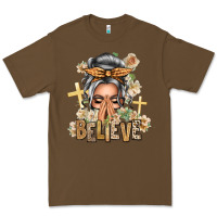 Cacao Silver White Believe Praying Caucasian Messy Bun Premium Tee - texasbilliewilder