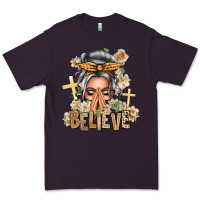 Plum Silver White Believe Praying Caucasian Messy Bun Premium Tee - texasbilliewilder