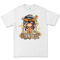 White Silver White Believe Praying Caucasian Messy Bun Premium Tee - texasbilliewilder