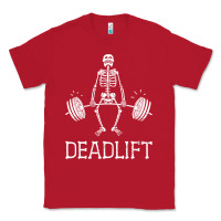 Red deadlift funny halloween skeleton weight lifting workout Classic Tee - longCreatives