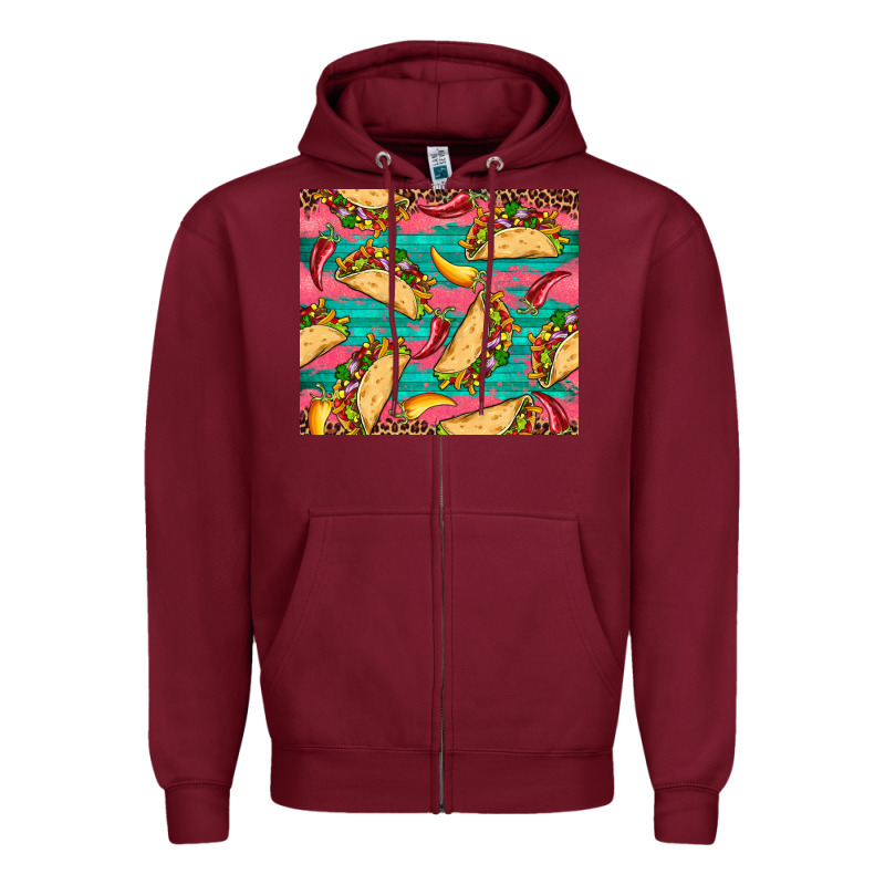 Mexican Taco Paper Glitter Leopard Wooden Zipper Hoodie by Artiststas | Teevron