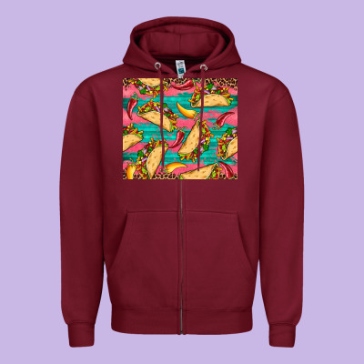 Mexican Taco Paper Glitter Leopard Wooden Zipper Hoodie Designed By Artiststas