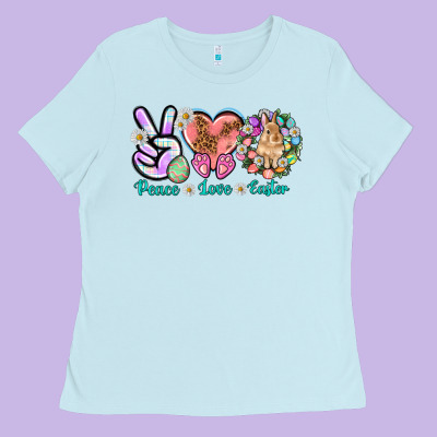 Peace Love Easter Ladies Tee Designed By Nancycooperartshop
