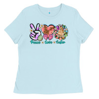 Baby Blue Peace love Easter Ladies Tee - NancyCooperArtShop