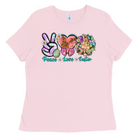 Bubblegum Pink Peace love Easter Ladies Tee - NancyCooperArtShop