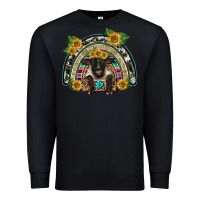 Black suffolk ewe front sunflowers rainbow Premium Sweatshirt - BarkalooDesign