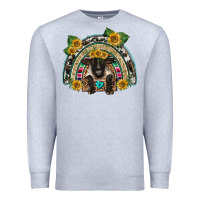 Heather Grey suffolk ewe front sunflowers rainbow Premium Sweatshirt - BarkalooDesign