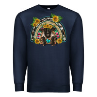 Navy suffolk ewe front sunflowers rainbow Premium Sweatshirt - BarkalooDesign