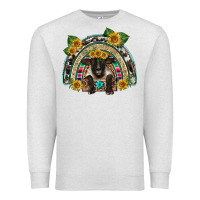 Oatmeal Heather suffolk ewe front sunflowers rainbow Premium Sweatshirt - BarkalooDesign