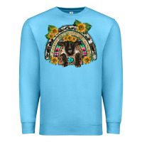 Ocean Blue suffolk ewe front sunflowers rainbow Premium Sweatshirt - BarkalooDesign