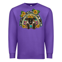 Purple suffolk ewe front sunflowers rainbow Premium Sweatshirt - BarkalooDesign