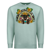Seafoam suffolk ewe front sunflowers rainbow Premium Sweatshirt - BarkalooDesign