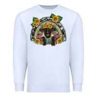 White suffolk ewe front sunflowers rainbow Premium Sweatshirt - BarkalooDesign