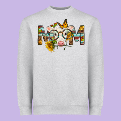 Western Baby Calf Mom With Sunflower Heavyweight Sweatshirt Designed By Lillyallendesigns