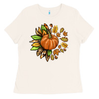 Bone Fall Sunflower with Pumpkin Ladies Tee - texasbilliewilder