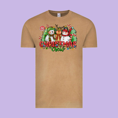 Christmas Crew Polar Bear Reindeer And Snowman Vintage Tee Designed By Cowgirlartshop