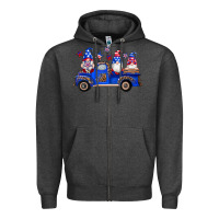 Charcoal Heather american flag gnomes truck Zipper Hoodie - Artiststas