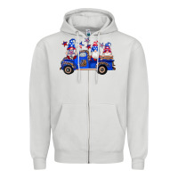 Dove Grey american flag gnomes truck Zipper Hoodie - Artiststas