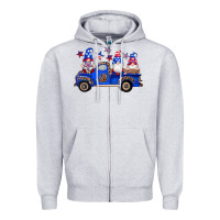 Heather Grey american flag gnomes truck Zipper Hoodie - Artiststas