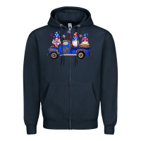Navy american flag gnomes truck Zipper Hoodie - Artiststas