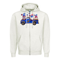 Oatmeal Heather american flag gnomes truck Zipper Hoodie - Artiststas