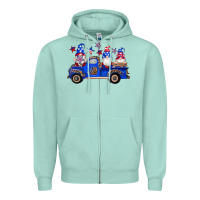 Seafoam american flag gnomes truck Zipper Hoodie - Artiststas