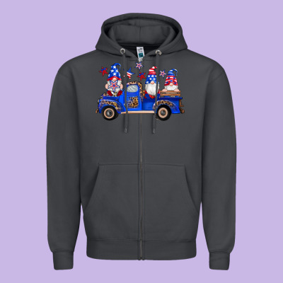 American Flag Gnomes Truck Zipper Hoodie Designed By Artiststas