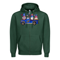 Sports Green american flag gnomes truck Zipper Hoodie - Artiststas