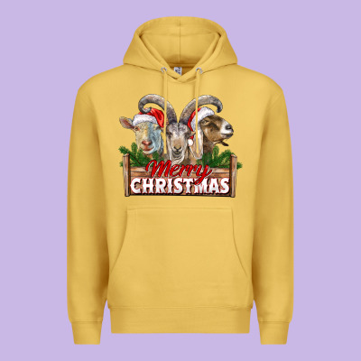 Merry Christmas Goats Premium Hoodie Designed By Lillyallendesigns