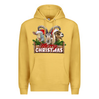 Antique Gold Merry Christmas Goats Premium Hoodie - LillyAllenDesigns