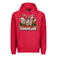 Cardinal Merry Christmas Goats Premium Hoodie - LillyAllenDesigns