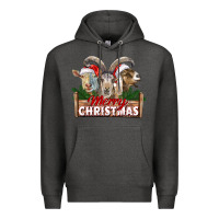 Charcoal Heather Merry Christmas Goats Premium Hoodie - LillyAllenDesigns