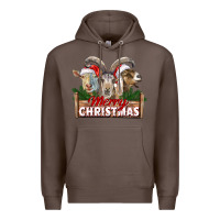 Coffee Merry Christmas Goats Premium Hoodie - LillyAllenDesigns