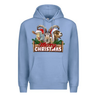 Colony Blue Merry Christmas Goats Premium Hoodie - LillyAllenDesigns