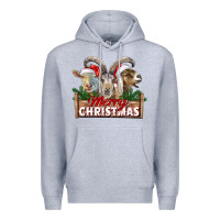 Heather Grey Merry Christmas Goats Premium Hoodie - LillyAllenDesigns