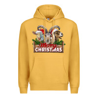 Mustard Merry Christmas Goats Premium Hoodie - LillyAllenDesigns