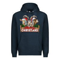 Navy Merry Christmas Goats Premium Hoodie - LillyAllenDesigns