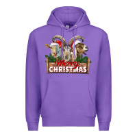 Purple Merry Christmas Goats Premium Hoodie - LillyAllenDesigns
