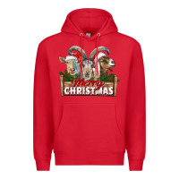 Red Merry Christmas Goats Premium Hoodie - LillyAllenDesigns